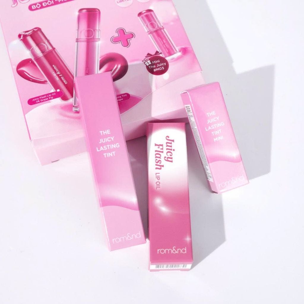 Box Son Môi Trang Điểm Căng Bóng Mọng Nước Romand Juicy Duo Set