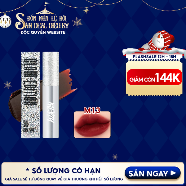  [Merzy Glam M13 Vỏ Bạc] Son Kem Merzy Siêu Lì, Mịn Môi Noir In The Mellow Tint 