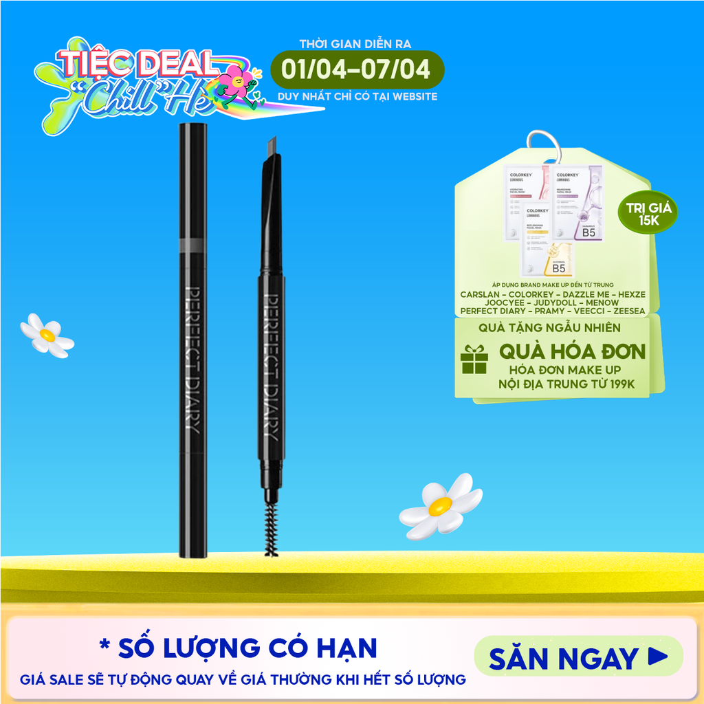 Chì Kẻ Mày Perfect Diary Hai Đầu, Chống Thấm Nước Dual- Ended Hexagonal Chiseled Eyebrow Pencil 0.28g