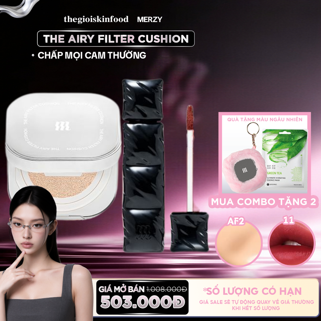 [MUA 2 NHẬN 4] Combo Merzy: Phấn nước Merzy The Airy Filter Cushion + Son Merzy Best Seller (New Dew/ Puffer/Bisous/Glam/ Fit Blur Tint)