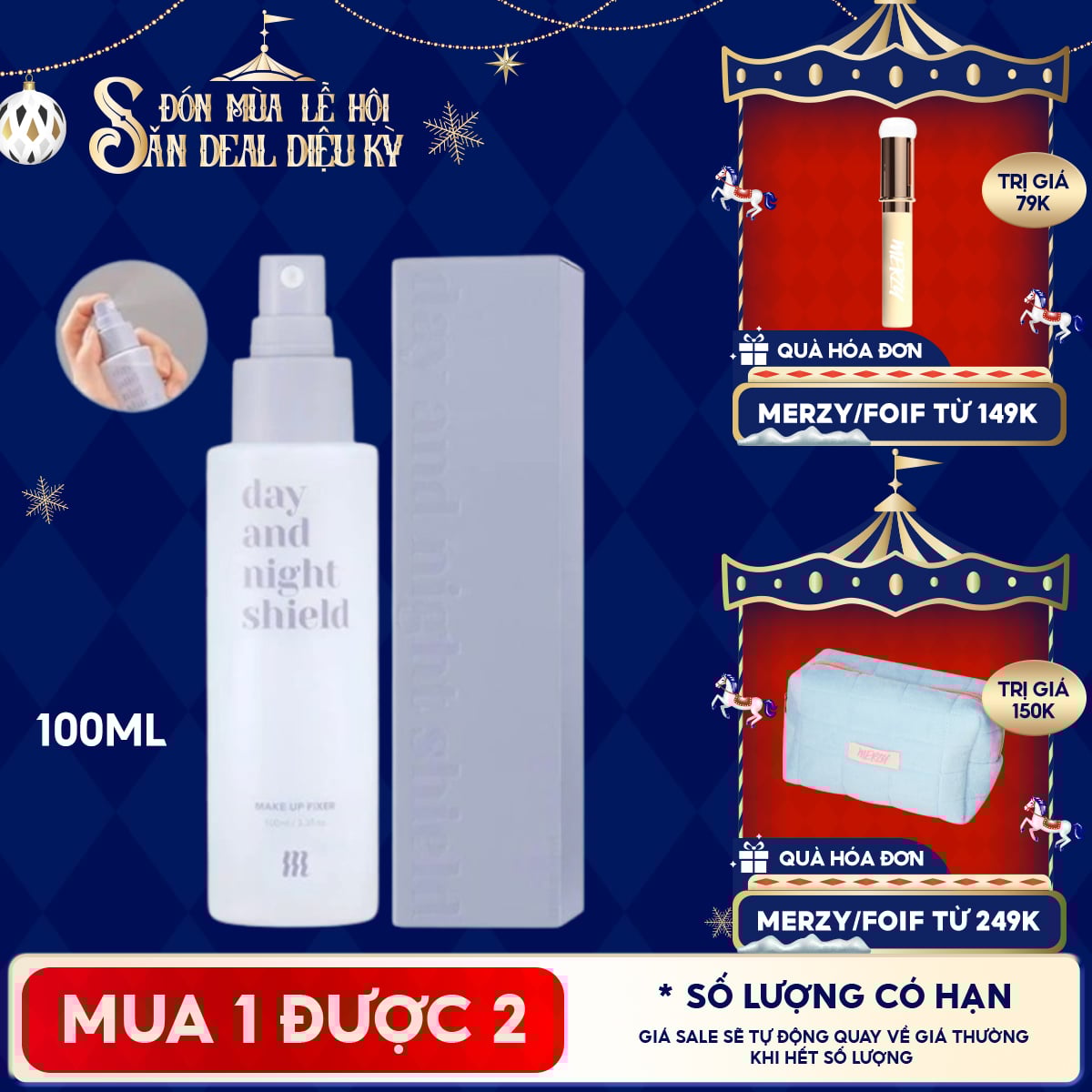 Xịt Khoáng Khóa Nền Merzy Day And Night Shield Makeup Fixer 100ml