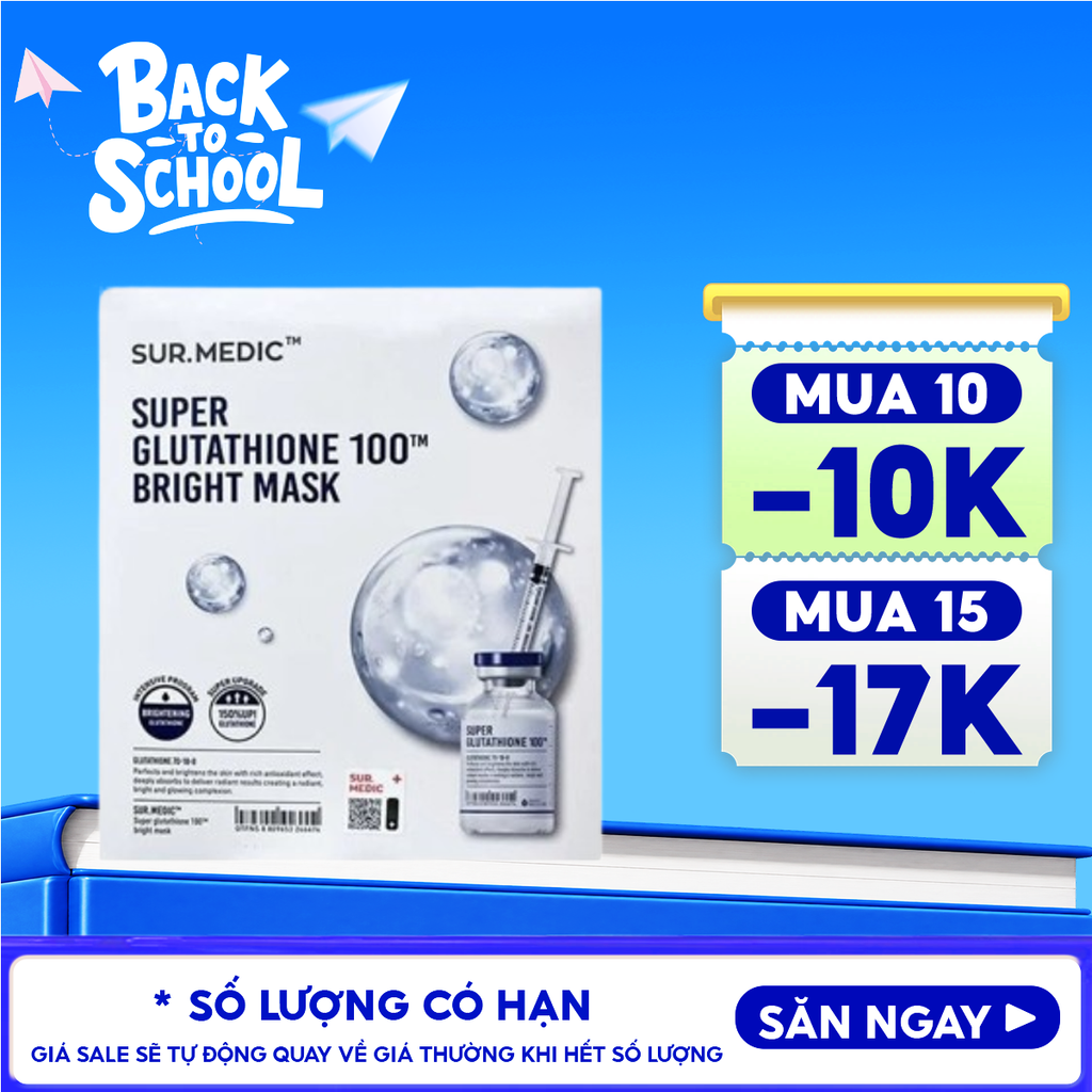 super glutathione 100 bright mask Mặt Nạ Hỗ Trợ Dưỡng Trắng Da Sur.Medic+ 30g – THẾ GIỚI SKINFOOD Category_Women's Health G Antioxidant Serum SIZES:5-PACK BOX OF SHEET MASKS
