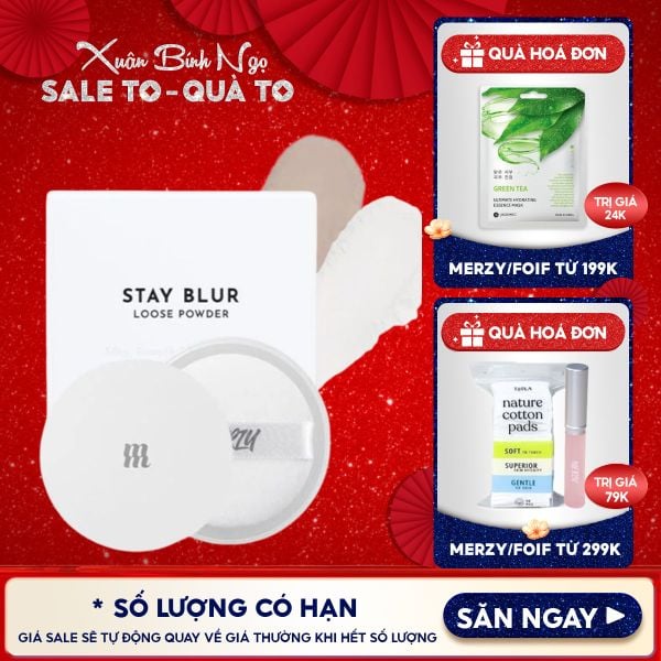  Phấn Phủ Merzy Dạng Bột Hỗ Trợ Kiềm Dầu, Hiệu Ứng Mờ Lì, Cho Lớp Nền Mịn Màng, Lâu Trôi Stay Blur Loose Powder 