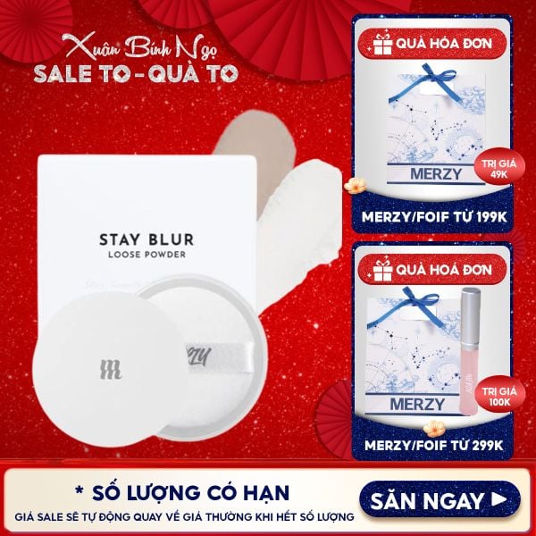  Phấn Phủ Merzy Dạng Bột Hỗ Trợ Kiềm Dầu, Hiệu Ứng Mờ Lì, Cho Lớp Nền Mịn Màng, Lâu Trôi Stay Blur Loose Powder 