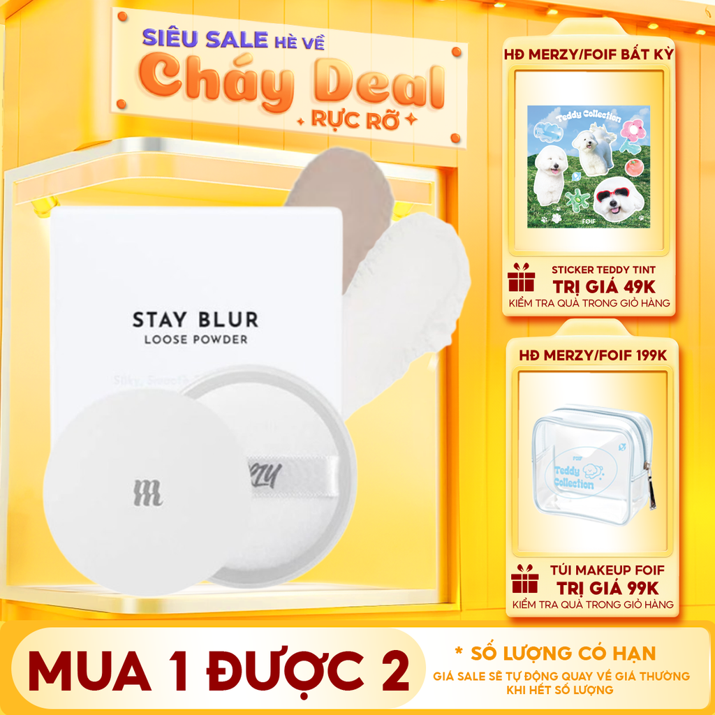 Phấn Phủ Dạng Bột Kiềm Dầu, Hiệu Ứng Mờ Lì, Cho Lớp Nền Mịn Màng, Lâu Trôi Merzy Stay Blur Loose Powder