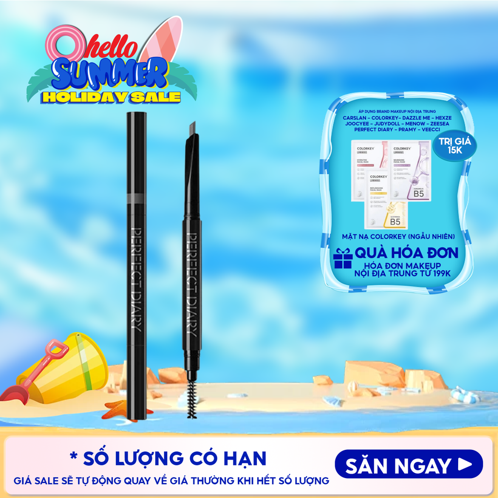 Chì Kẻ Mày Perfect Diary Hai Đầu, Chống Thấm Nước Dual- Ended Hexagonal Chiseled Eyebrow Pencil 0.28g