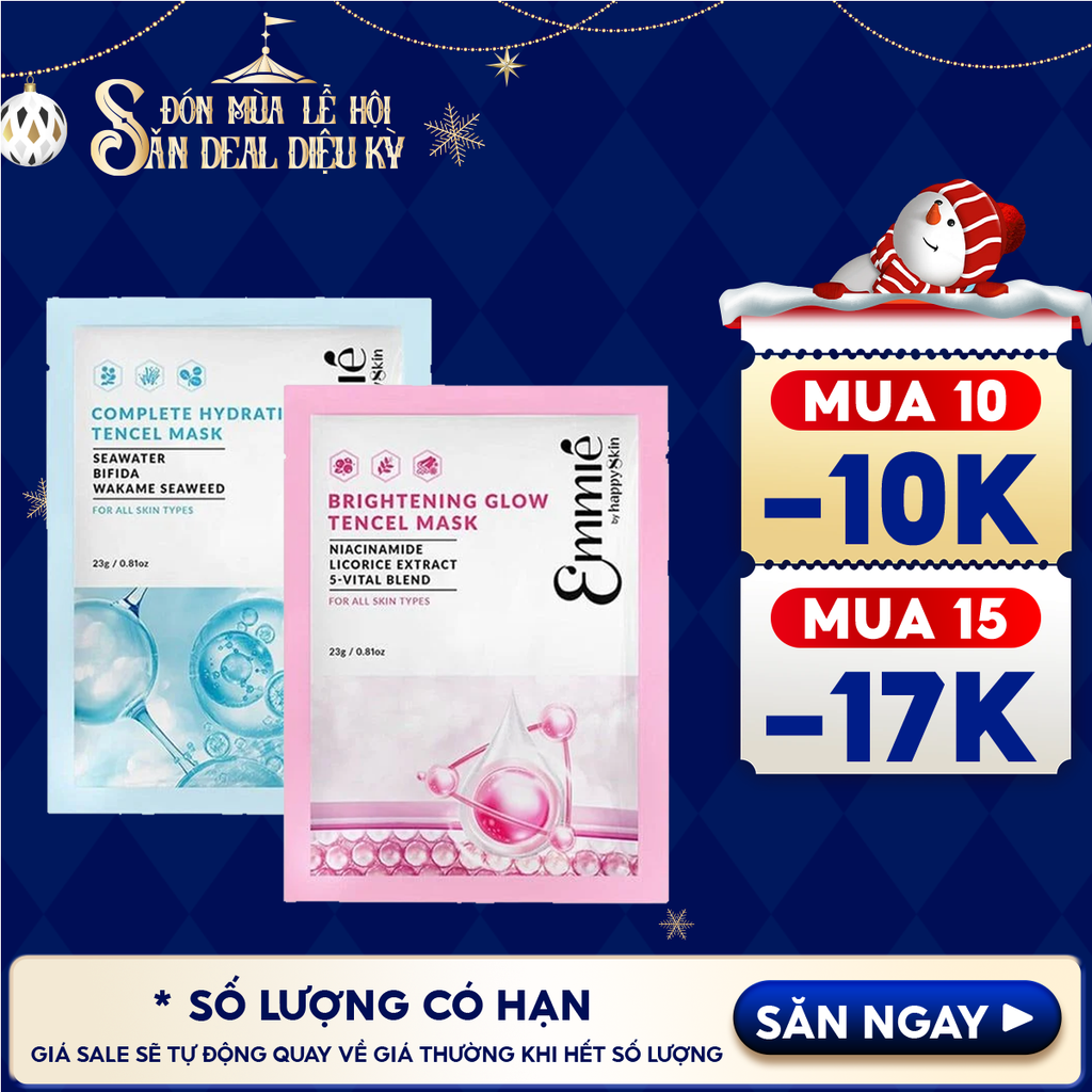 Mặt Nạ Emmié By HappySkin Cấp Ẩm, Dưỡng Sáng Da Tencel Mask