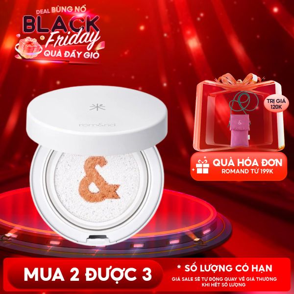  Kem Chống Nắng Dạng Cushion Romand Thuần Chay Back Me Tone Up Sun Cushion SPF50+/PA++++ 11g 