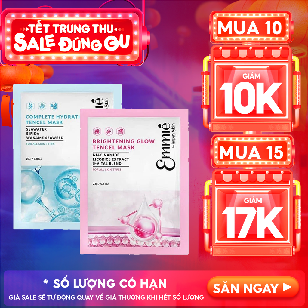 Mặt Nạ Emmié By HappySkin Cấp Ẩm, Dưỡng Sáng Da Tencel Mask