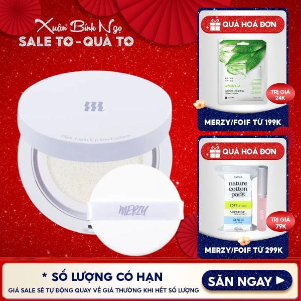  Kem Chống Nắng Dạng Cushion Merzy Nâng Tông Da, Dưỡng Ẩm Daily Light Up Sun Cushion SPF50+ PA++++ 12g 