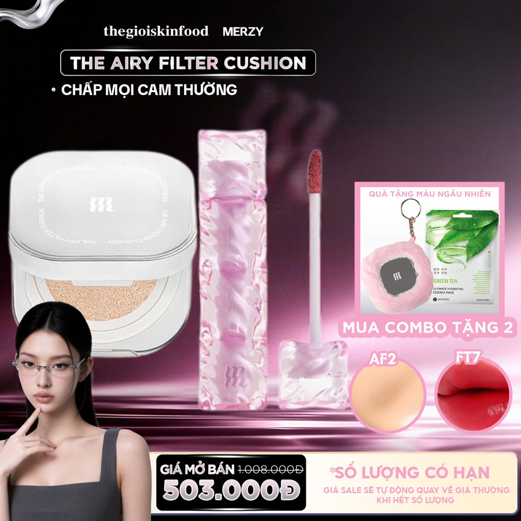 [MUA 2 NHẬN 4] Combo Merzy: Phấn nước Merzy The Airy Filter Cushion + Son Merzy Best Seller (New Dew/ Puffer/Bisous/Glam/ Fit Blur Tint)