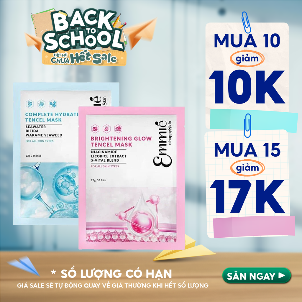 Mặt Nạ Emmié By HappySkin Cấp Ẩm, Dưỡng Sáng Da Tencel Mask