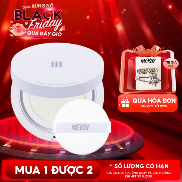  Kem Chống Nắng Dạng Cushion Merzy Nâng Tông Da, Dưỡng Ẩm Daily Light Up Sun Cushion SPF50+ PA++++ 12g 
