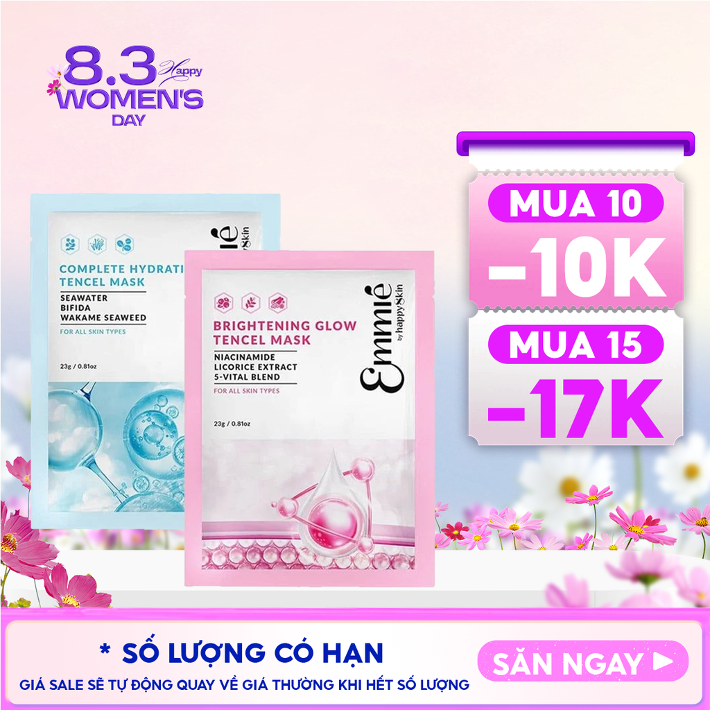 Mặt Nạ Emmié By HappySkin Cấp Ẩm, Dưỡng Sáng Da Tencel Mask