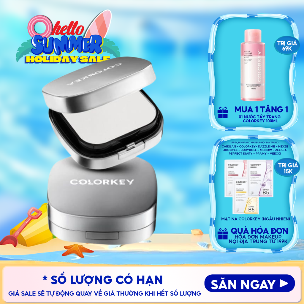 Phấn Phủ Dạng Nén Colorkey Lâu Trôi, Kiềm Dầu Long Lasting Oil-Control Airy Powder 12g