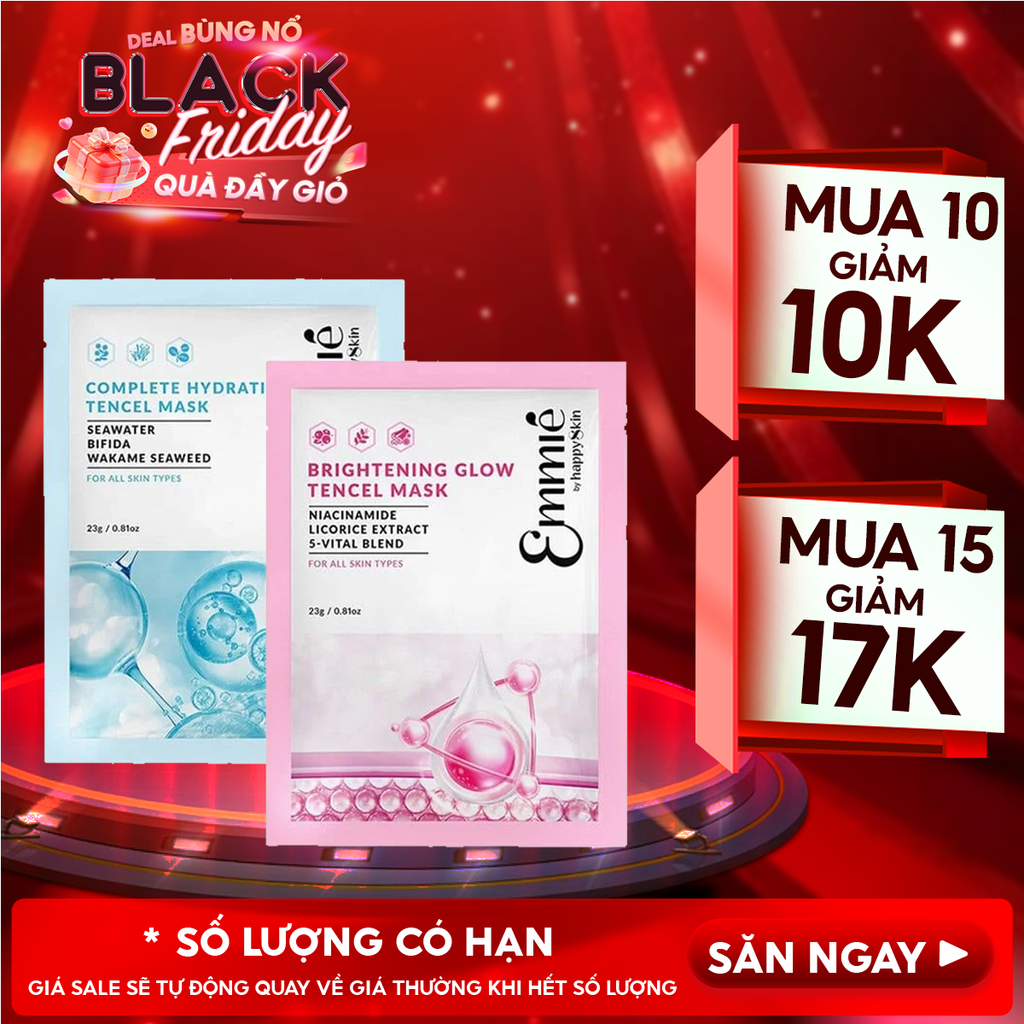 Mặt Nạ Emmié By HappySkin Cấp Ẩm, Dưỡng Sáng Da Tencel Mask