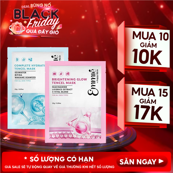  Mặt Nạ Emmié By HappySkin Cấp Ẩm, Dưỡng Sáng Da Tencel Mask 
