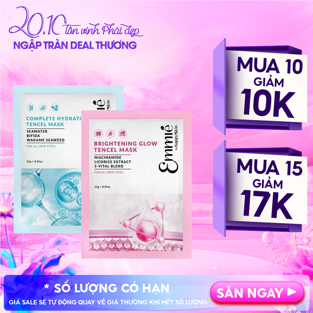 Mặt Nạ Emmié By HappySkin Cấp Ẩm, Dưỡng Sáng Da Tencel Mask