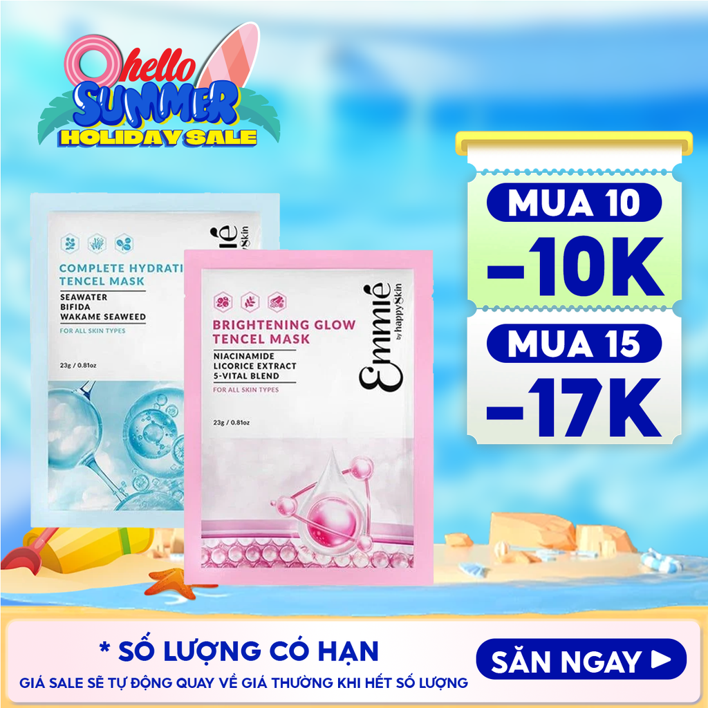 Mặt Nạ Emmié By HappySkin Cấp Ẩm, Dưỡng Sáng Da Tencel Mask