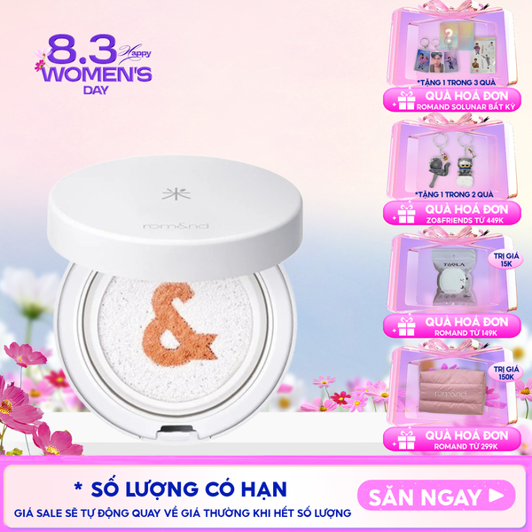  Kem Chống Nắng Dạng Cushion Romand Thuần Chay Back Me Tone Up Sun Cushion SPF50+/PA++++ 11g 