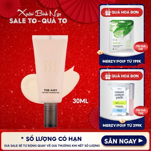 Kem Nền Merzy Hỗ Trợ Kiềm Dầu, Lâu Trôi, Che Khuyết Điểm The Airy Fitting Foundation 30ml 