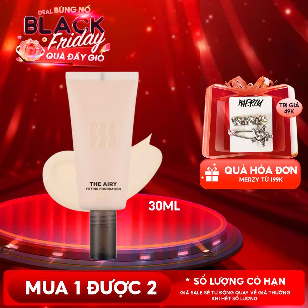 Kem Nền Merzy Hỗ Trợ Kiềm Dầu, Lâu Trôi, Che Khuyết Điểm The Airy Fitting Foundation 30ml