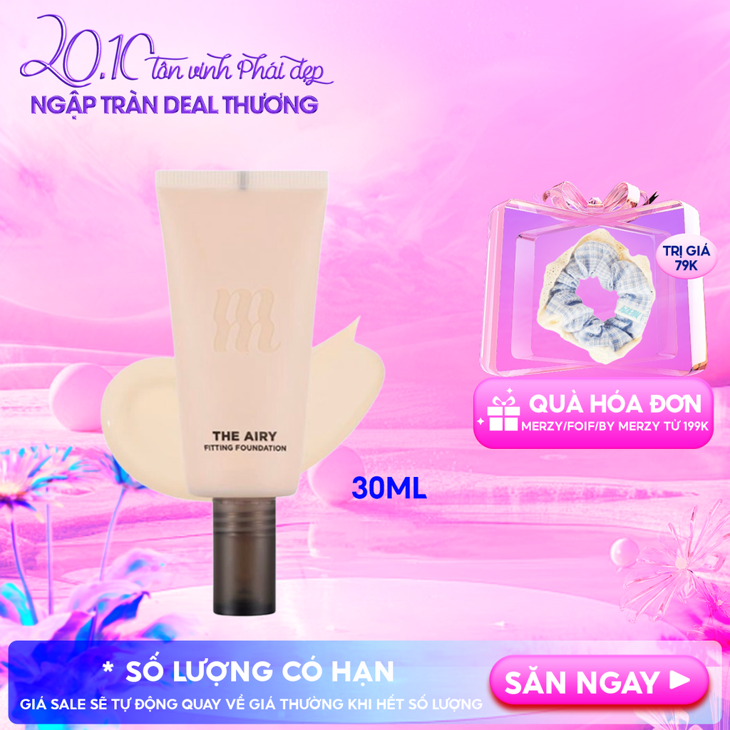 Kem Nền Merzy Hỗ Trợ Kiềm Dầu, Lâu Trôi, Che Khuyết Điểm The Airy Fitting Foundation 30ml