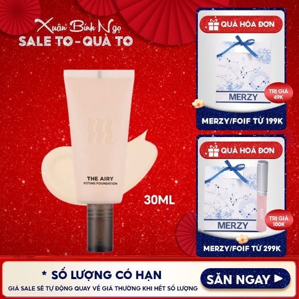  Kem Nền Merzy Hỗ Trợ Kiềm Dầu, Lâu Trôi, Che Khuyết Điểm The Airy Fitting Foundation 30ml 