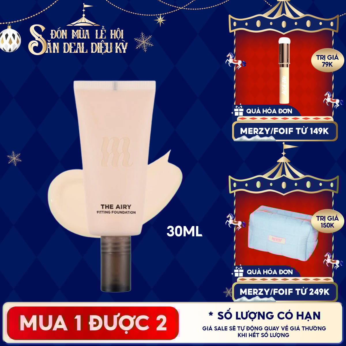 Kem Nền Merzy Hỗ Trợ Kiềm Dầu, Lâu Trôi, Che Khuyết Điểm The Airy Fitting Foundation 30ml