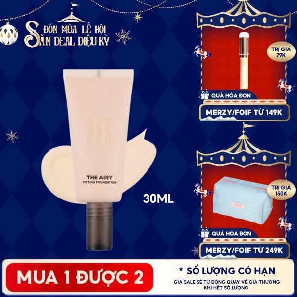  Kem Nền Merzy Hỗ Trợ Kiềm Dầu, Lâu Trôi, Che Khuyết Điểm The Airy Fitting Foundation 30ml 