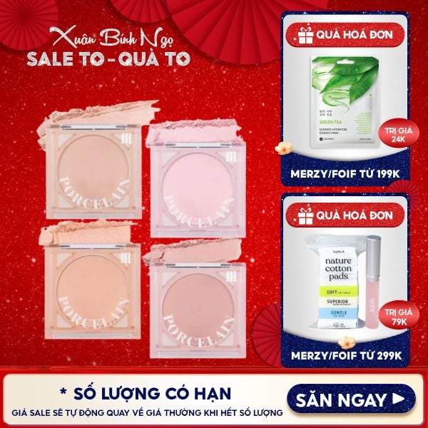  Phấn Má Hồng Merzy Dạng Nén Chuẩn Màu, Lâu Trôi Porcelain Cheek Blusher 4.2g 