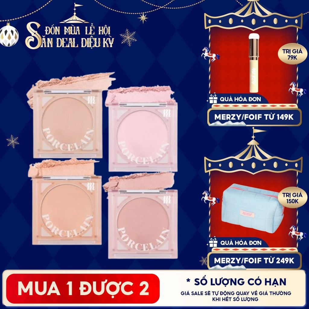 Phấn Má Hồng Merzy Dạng Nén Chuẩn Màu, Lâu Trôi Porcelain Cheek Blusher 4.2g