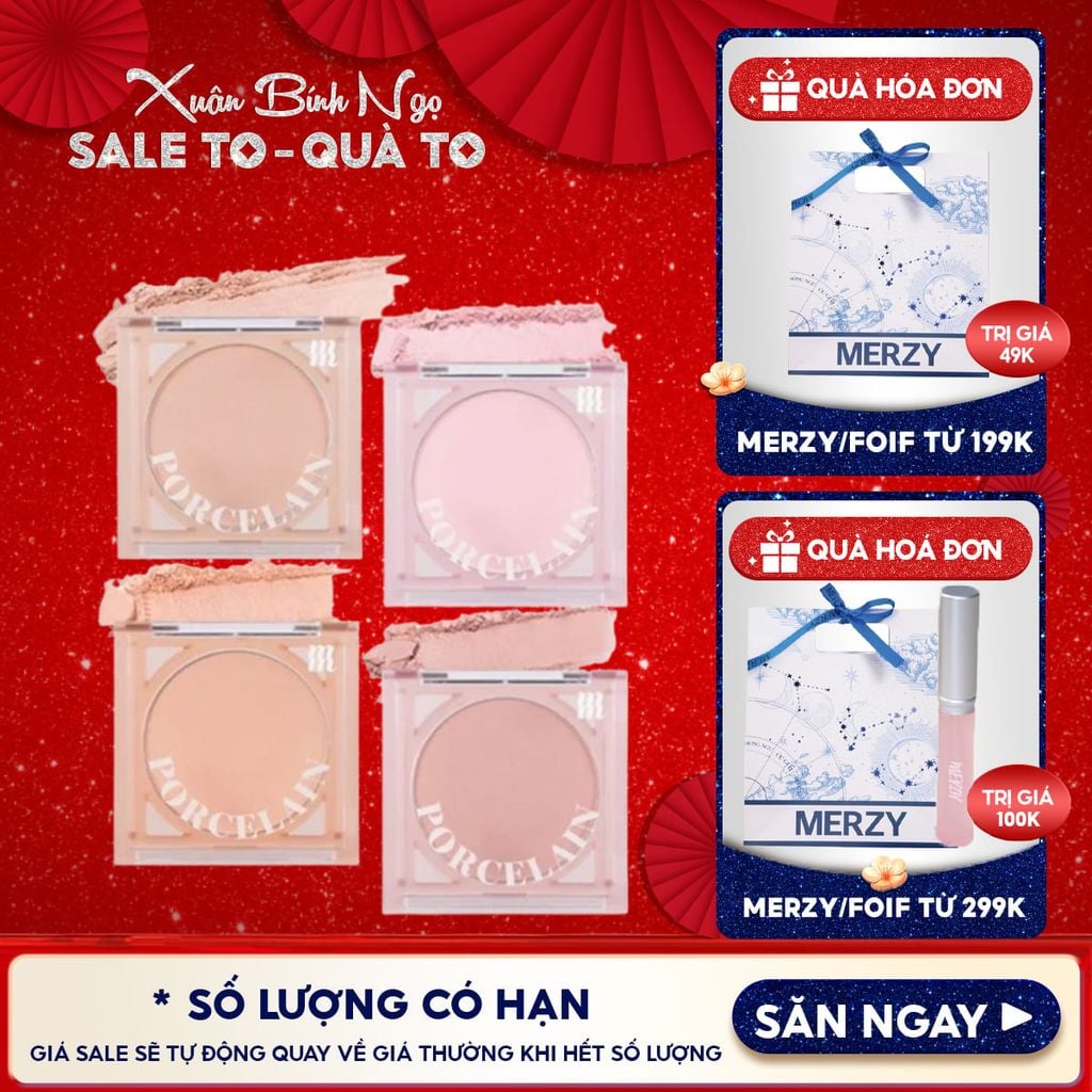 Phấn Má Hồng Merzy Dạng Nén Chuẩn Màu, Lâu Trôi Porcelain Cheek Blusher 4.2g