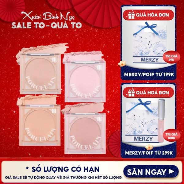 Phấn Má Hồng Merzy Dạng Nén Chuẩn Màu, Lâu Trôi Porcelain Cheek Blusher 4.2g 