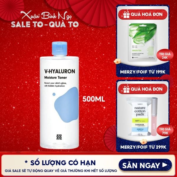  Nước Hoa Hồng By Merzy Dưỡng Ẩm V-Hyaluronic Acid Moisture Toner 500ml 