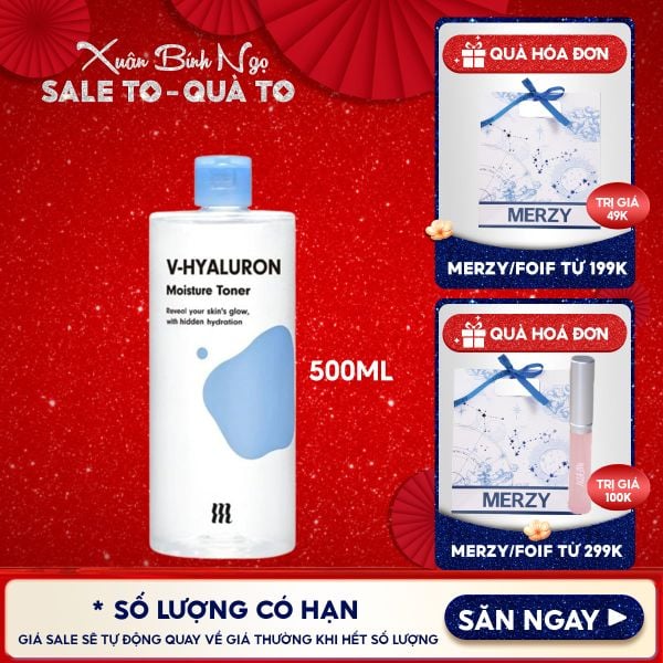  Nước Hoa Hồng By Merzy Dưỡng Ẩm V-Hyaluronic Acid Moisture Toner 500ml 