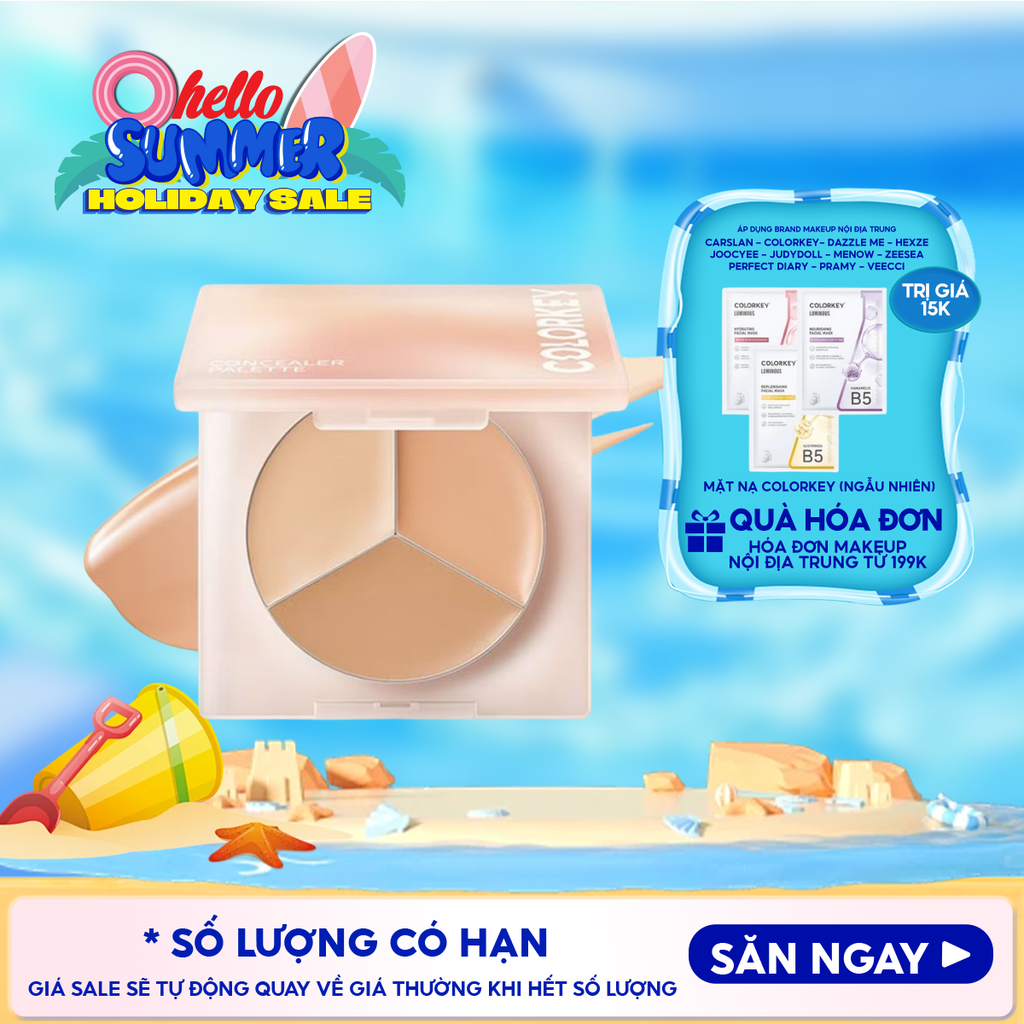 Bảng Che Khuyết Điểm Colorkey Ba Màu Targeting Three-colour Concealer Palette 3.9g