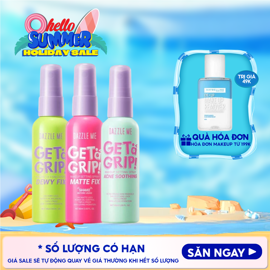 Xịt Khóa Nền DAZZLE ME Cố Định Trang Điểm Lâu Trôi Get A Grip Makeup Setting Spray 60ml