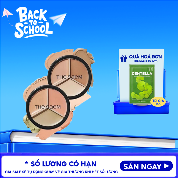  Che Khuyết Điểm Triệt Sắc, Che Phủ Cao The Saem Cover Perfection Triple Pot Concealer SPF28/PA+ 4.5g 