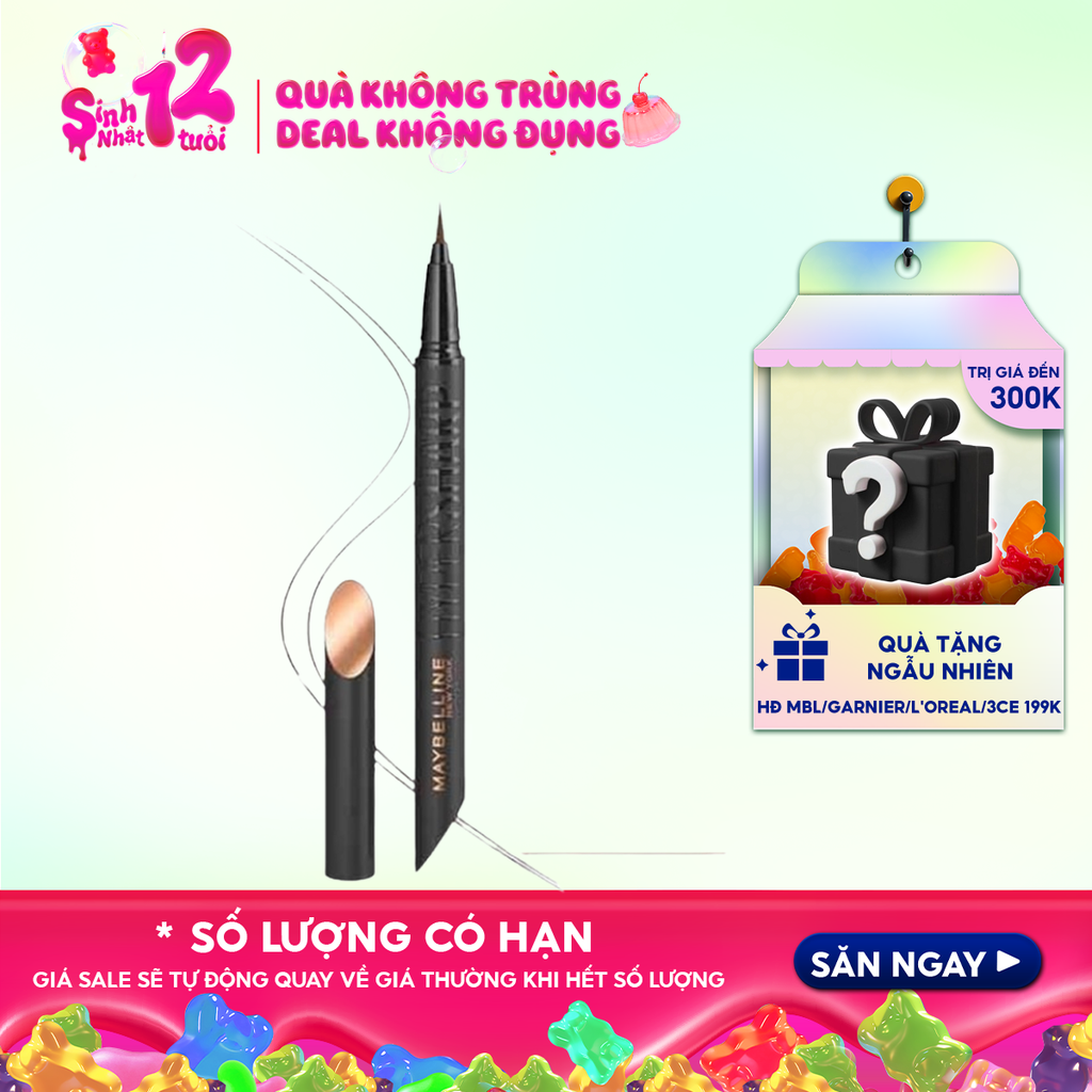 Bút Kẻ Mắt Nước Siêu Sắc Mảnh, Không Lem Trôi Maybelline New York Hyper Sharp Liner Extreme 0.4g