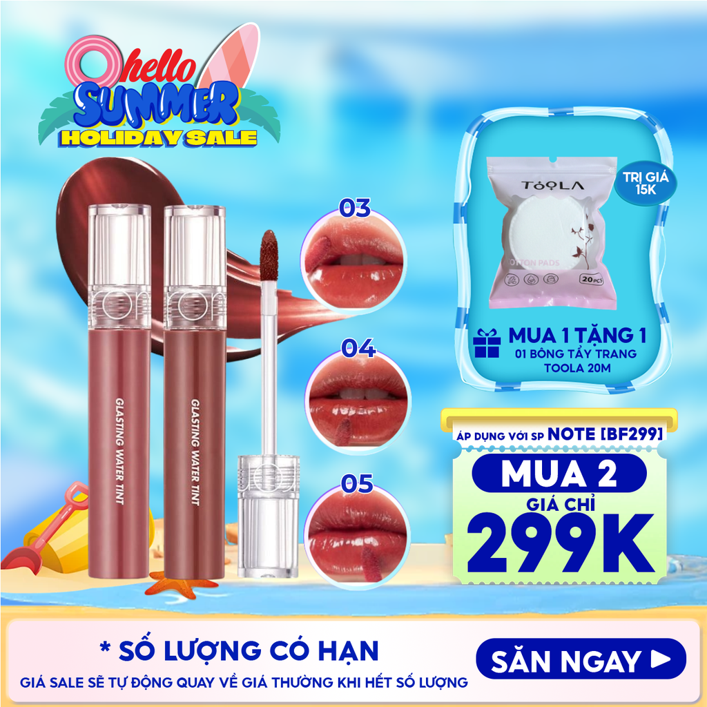[Màu 1-17] Son Tint Nước Romand Siêu Lì, Lâu Trôi Glasting Water Tint 4g