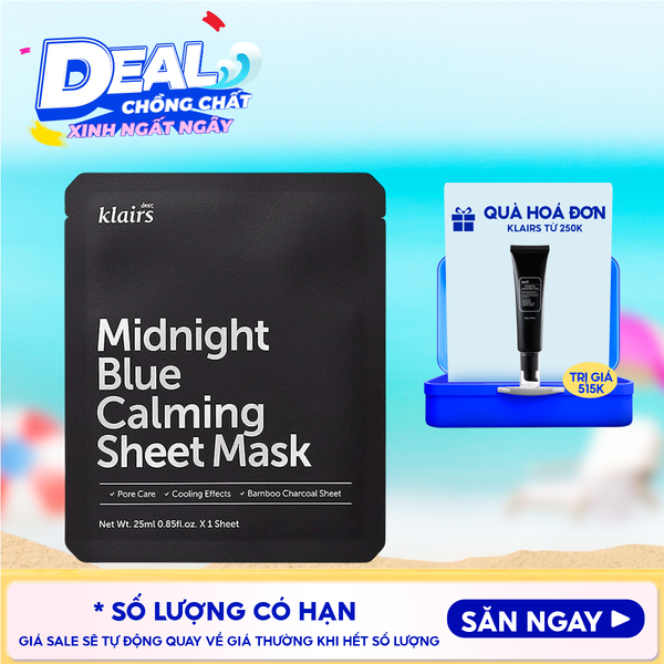  Mặt Nạ Klairs Làm Dịu, Hỗ Trợ Giảm Kích Ứng, Phục Hồi Da Midnight Blue Calming Sheet Mask 25ml 