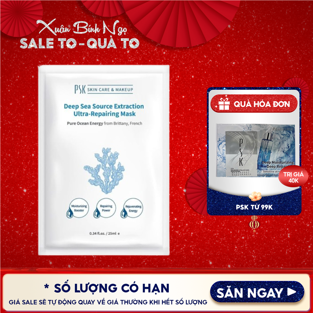 Mặt Nạ PSK Hỗ Trợ Phục Hồi Chuyên Sâu Chiết Xuất Từ Nước Biển Sâu Deep Sea Source Extraction Ultra-Repairing Mask 25ml