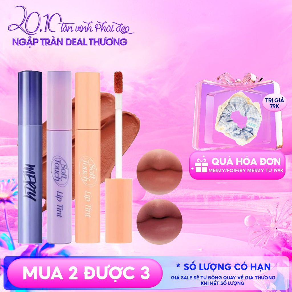 [SL1 - SL14] Son Kem Merzy Siêu Lì, Siêu Mịn Môi Soft Touch Lip Tint 3g