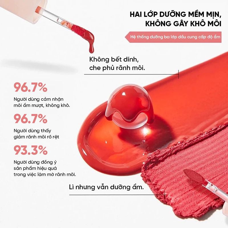 Son Tint Bóng Judydoll Môi Căng Bóng, Lâu Trôi Glazed Lip Gloss