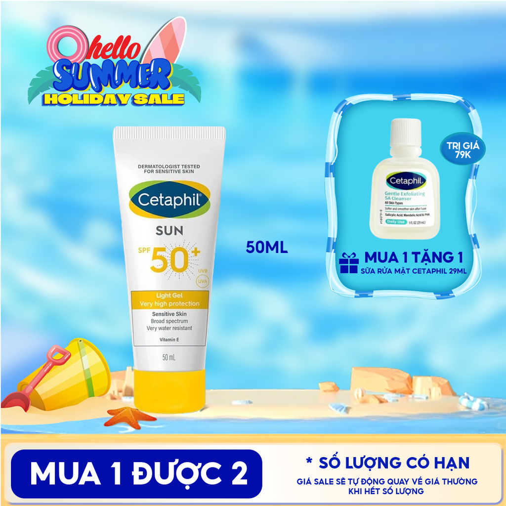 Gel Chống Nắng Cetaphil Dịu Nhẹ Dành Cho Da Nhạy Cảm Sun SPF50+ Light Gel 50ml