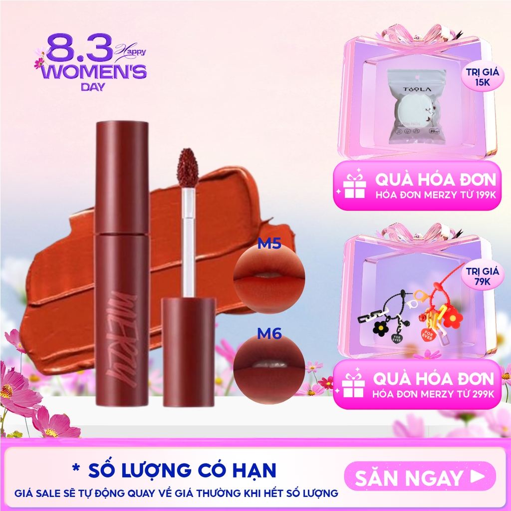 [Màu 1-6] Son Kem Lì Merzy Siêu Mịn Môi Bite The Beat Mellow Tint 4g