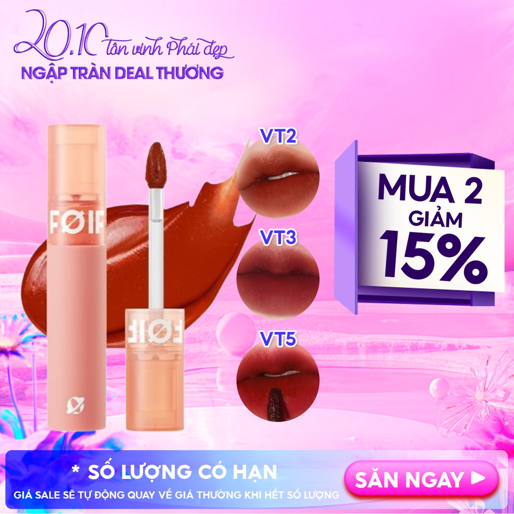 Son Kem Lì Hàn Quốc FOIF Thuần Chay, Mịn Mượt Lâu Trôi Daily Velvet Tint