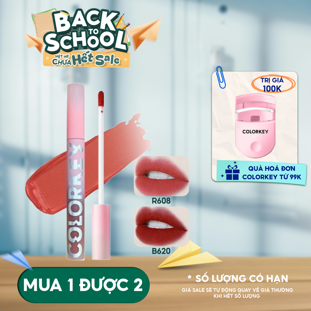 Son Kem Lì Colorkey Mịn Mượt Lâu Trôi Airy Velvet Lip Lacquer 1.7g
