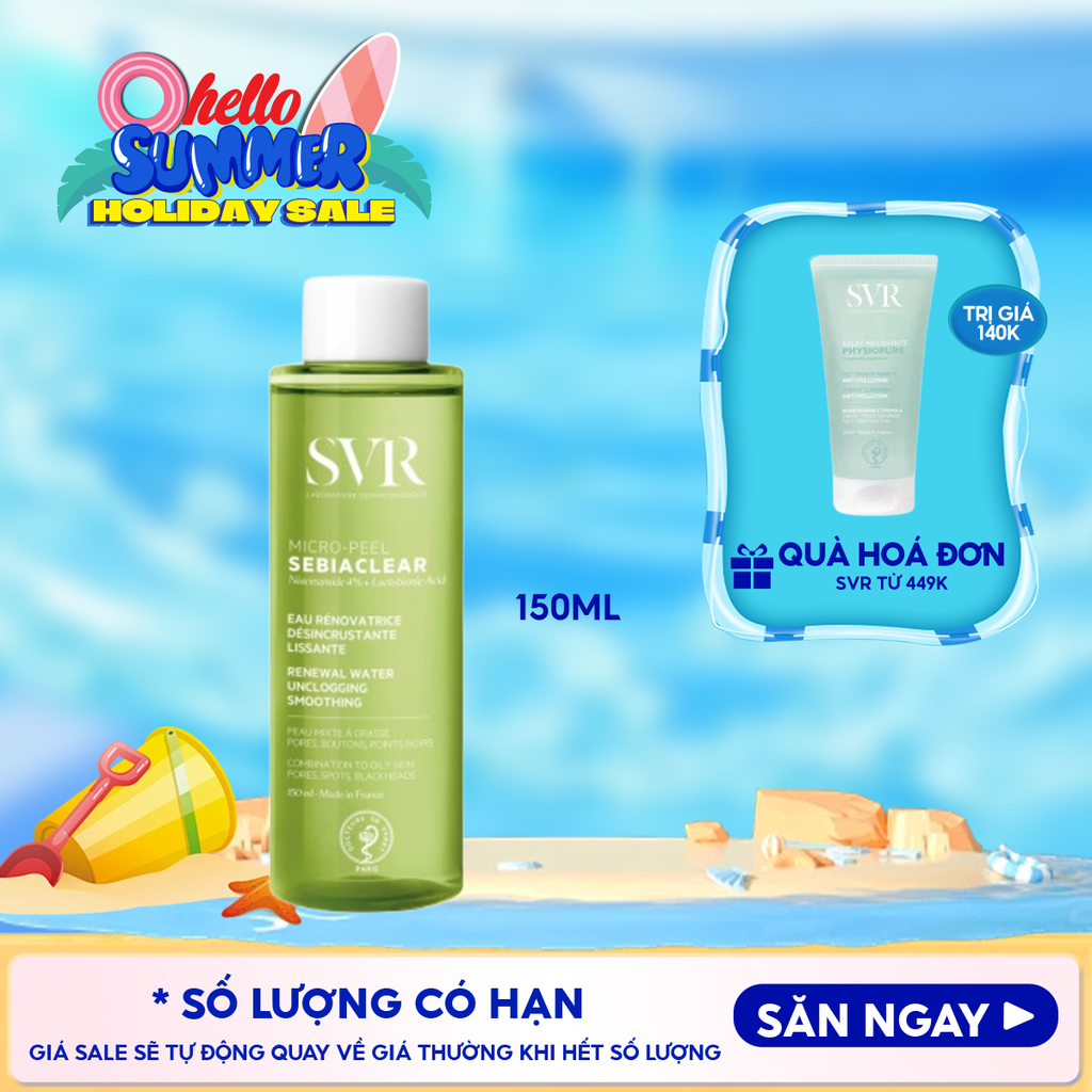 Nước Hoa Hồng SVR Dành Cho Da Dầu Mụn Sebiaclear Micro Peel 150ml